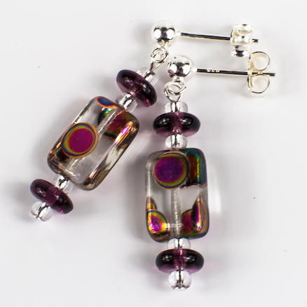 Clear multi spot lozenge post earrings
