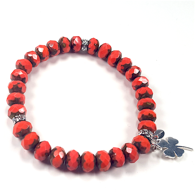 Coral Czech glass stretch bracelet
