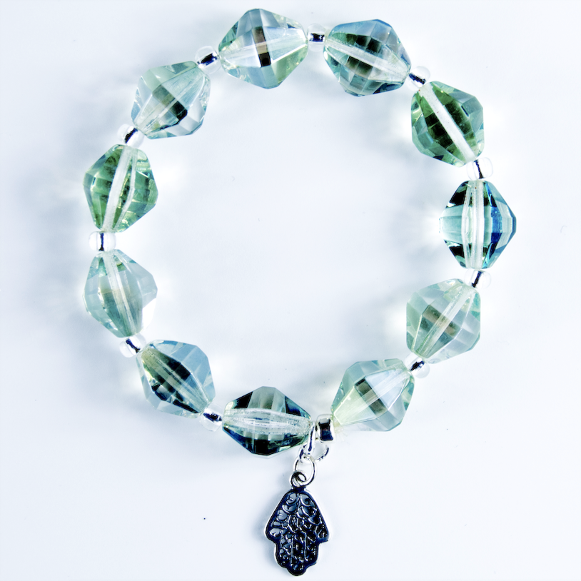 Mint green Czech glass stretch bracelet