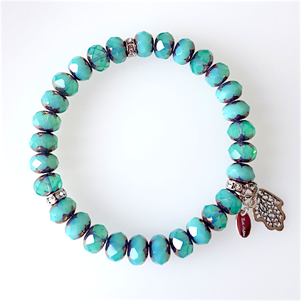 Teal, Czech glass stretch bracelet