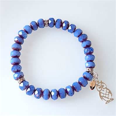 Lavender/blue, Czech glass stretch bracelet