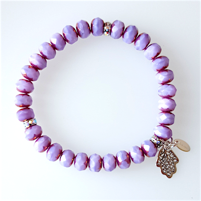 Lilac, Czech glass stretch bracelet