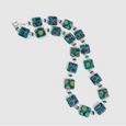 Teal multi spot square bead necklace