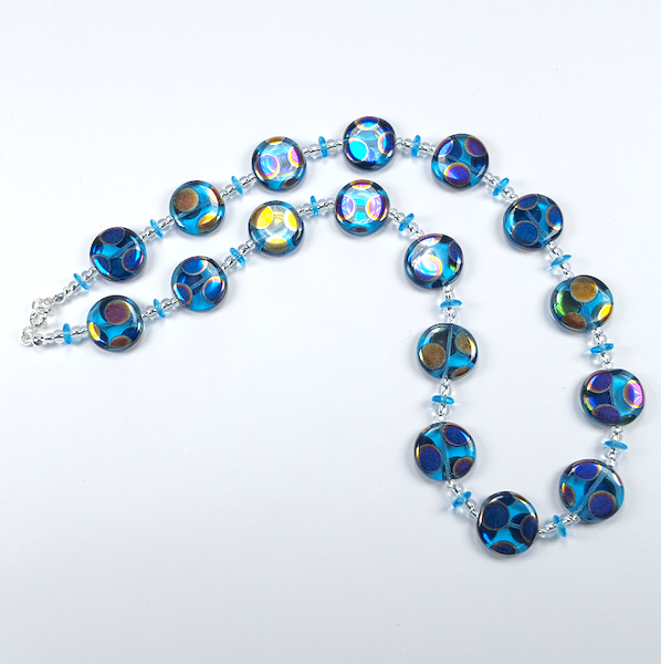 Aqua disc multi spot necklace