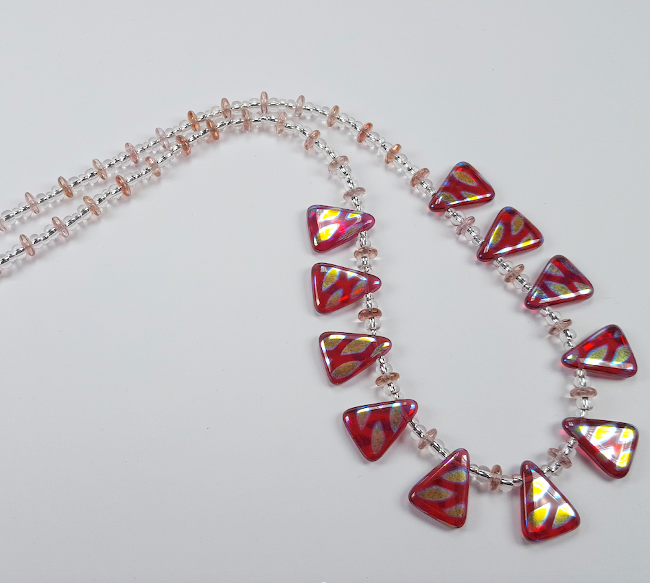 Hot pink pyramid necklace