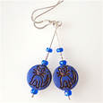 Cats - Blue Czech glass, hook earrings