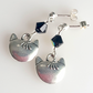 Cats - pewter/black post earrings