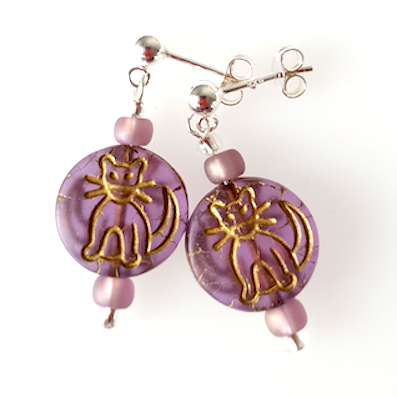 Cats - Purple (transparent) post earrings