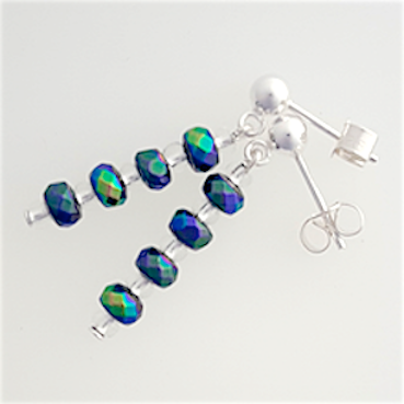 Electroplated hematite donut post earrings