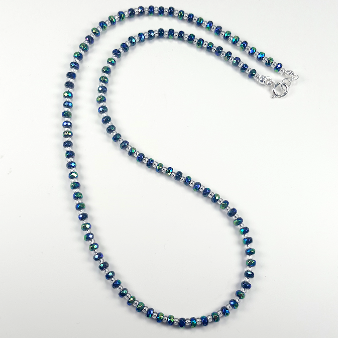 Electroplated hematite donut necklace