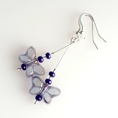 Grey butterfly hook earrings