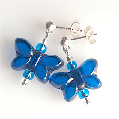 Blue butterfly post earrings