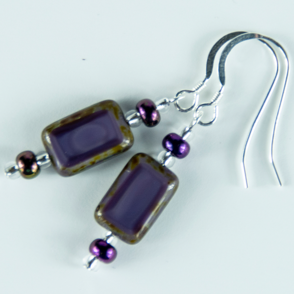 Purple Picasso lozenge hook earrings