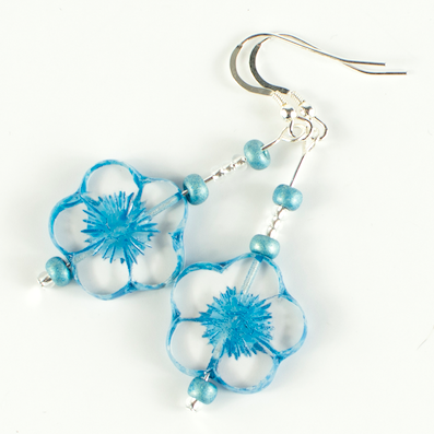 Turquoise '20mm' cut flower hook earrings