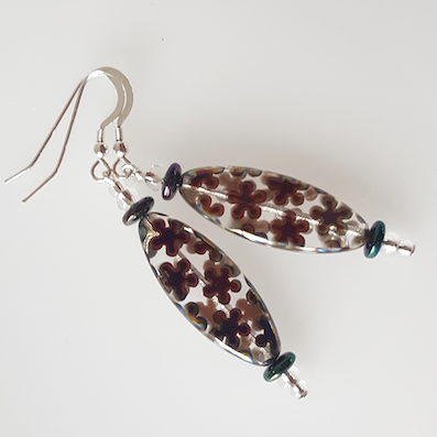 Clear multi flower torpedo hook earrings
