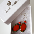 Bright red oval hook earrings