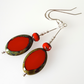 Bright red oval hook earrings