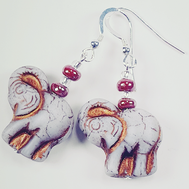 Grey Elephant Earrings.  Shorter, with hooks