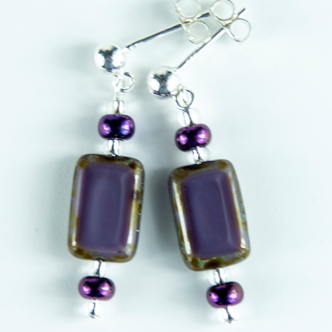Purple Picasso lozenge post earrings