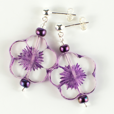 Purple 20mm flower post earrings