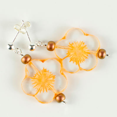 Apricot '20mm' cut flower post earrings