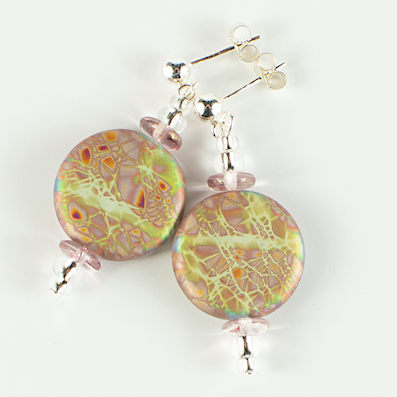 Iridescent, pastel shades Czech glass post earrings