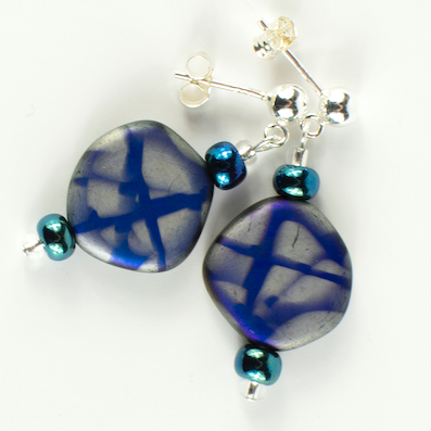 Dark blue 15mm coin post earrings