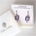 Lavender square glass, post earrings.