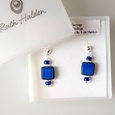 Cobalt blue square post earrings