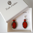 Bright red oval post earrings