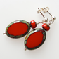 Bright red oval post earrings