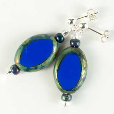 Cobalt blue oval post earrings