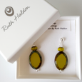 Chartreuse green oval post earrings