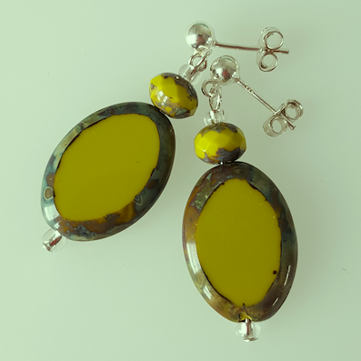 Chartreuse green oval post earrings
