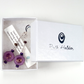 Plum cut flower hook earrings