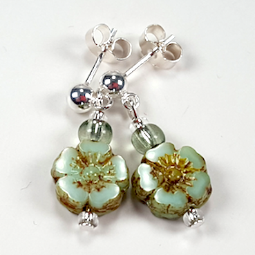Mint green cut flower post earrings