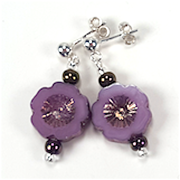 Plum cut flower post earrings