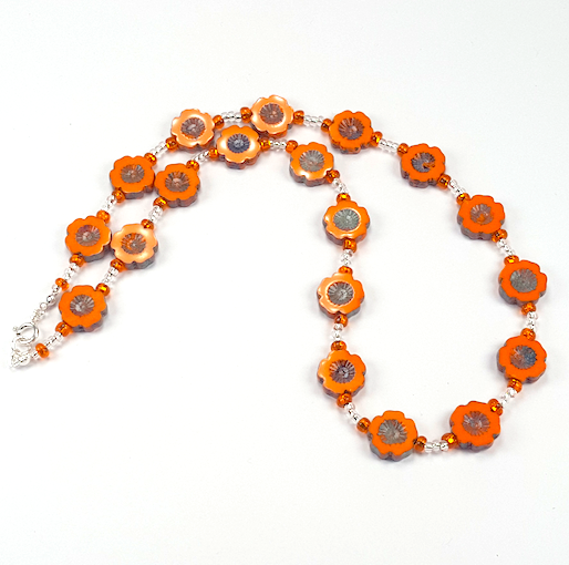Orange cut flower necklace (medium beads)