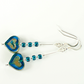 Rich aqua glass heart hook earrings