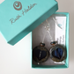 Grey disc, glass dark heart hook earrings