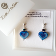 Pale blue glass heart post earrings