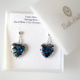 Teal spotted heart post earrings