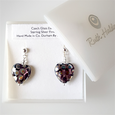 Purple spotted heart post earrings
