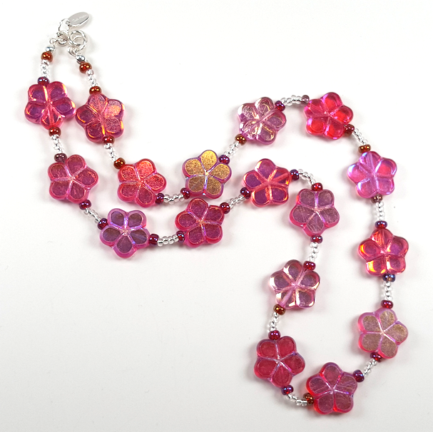 Hot pink cut flower necklace
