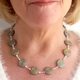 Pale blue/golden swirl Czech glass necklace