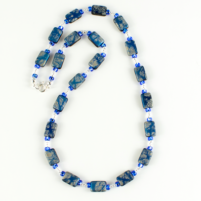 Cobalt 'web' lozenge necklace