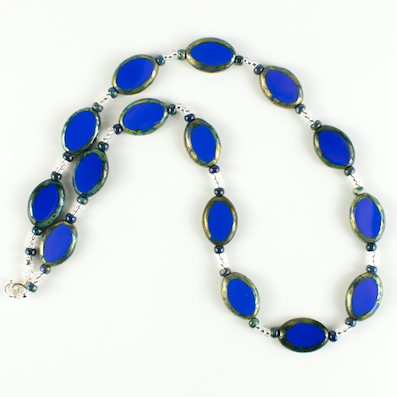 Vibrant cobalt blue oval necklace