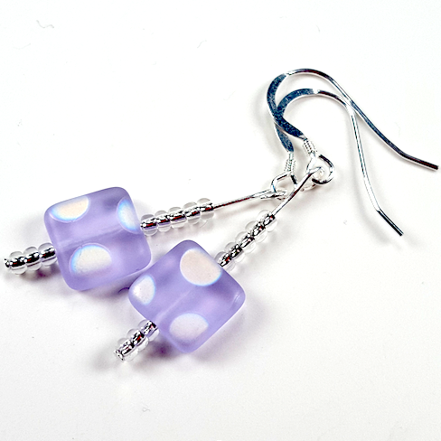 Lilac frosted spot hook earrings