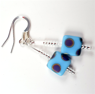 Cool blue spot hook earrings