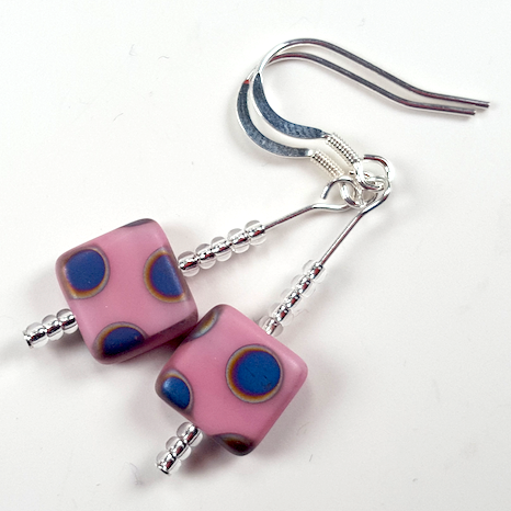 Candy pink spot hook earrings